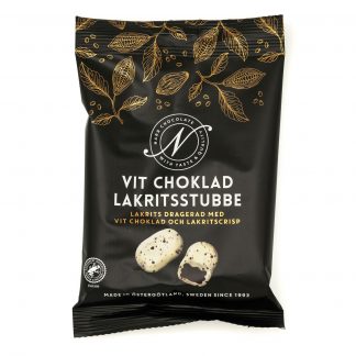 Vit Choklad Lakritsstubbe - Lakritzstücke mit weißer Schokolade (120g)
